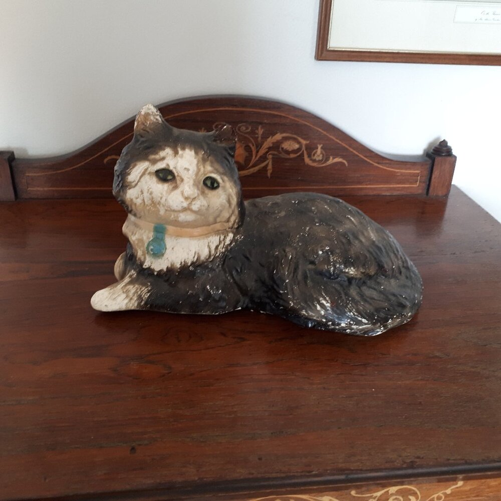 Antique Chalkware Doorstop - Cat